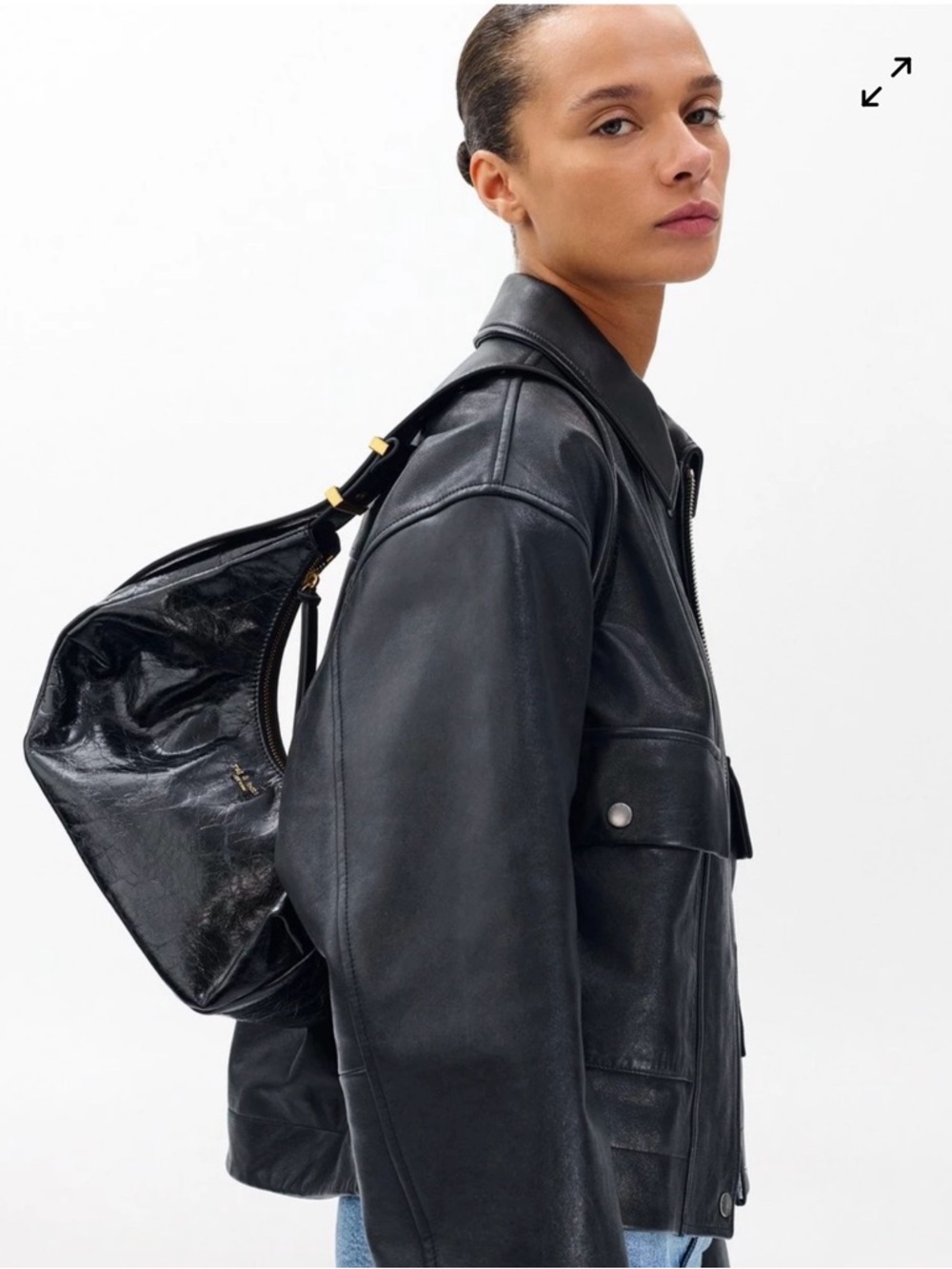 Rag & Bone Hudson Hobo black crackle leather NWT - Picture 4 of 5